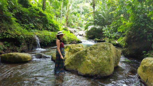 Pakerisan river flowing through the jungle of Gunung Kawi </span srcset=