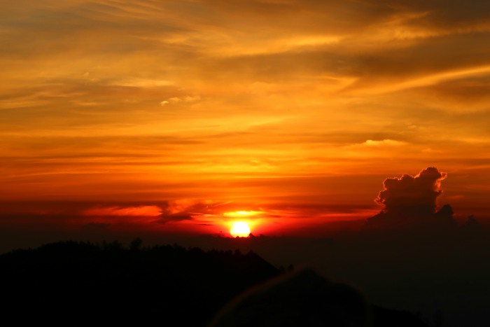 orange sunrise above the bromo volcano in java indonesia 
