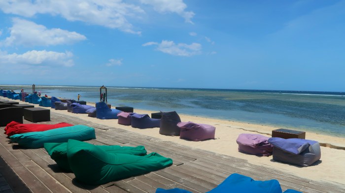 chill out area on the beach in gili trawangan indonesia