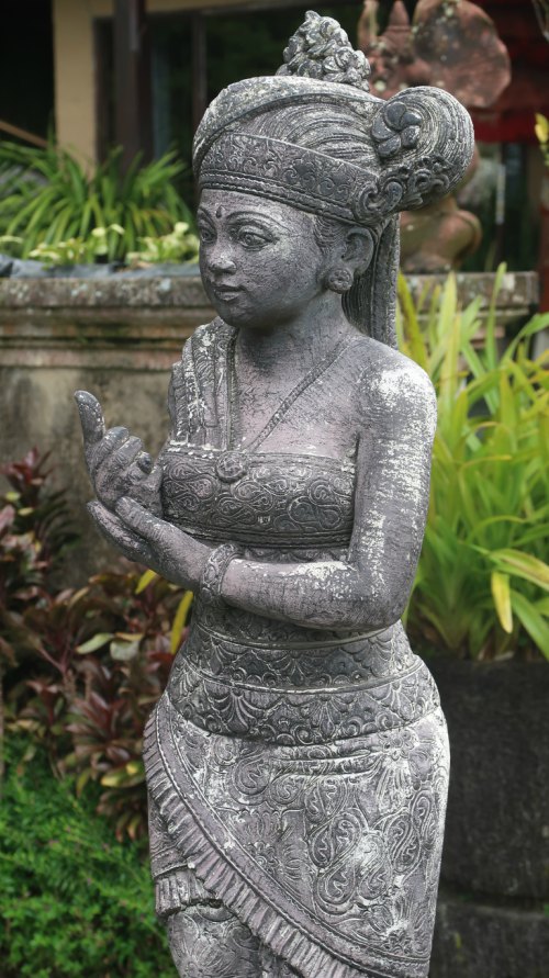 Balinese girl goddess gray statue feminine