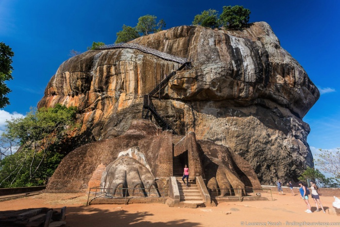 sigiriya fortress lions rock in sri lanka - lions paws and stairway